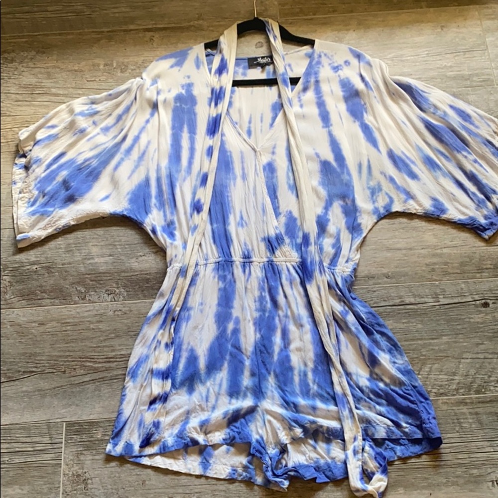 ❌Sold❌ Lulu’s Seaside Gal Blue Tie Dye Romper - Picture 6 of 14